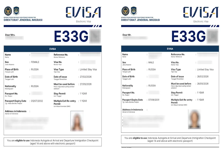 Кейс оформления двух виз E33G через eVisa для клиентов, которые работают удаленно и живут на Бали